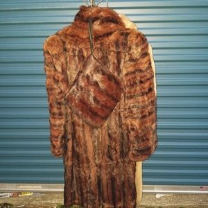 Vintage Fur Coat 1940(?) Muff/Handbag & hat